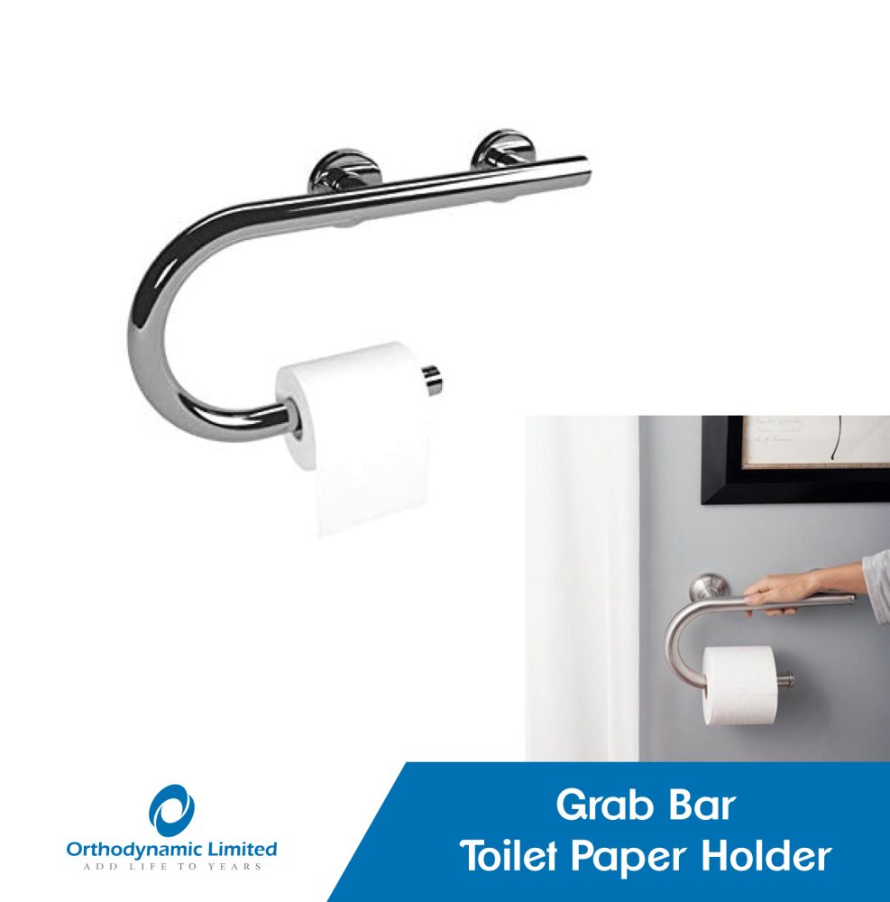Grab bar toilet paper holder