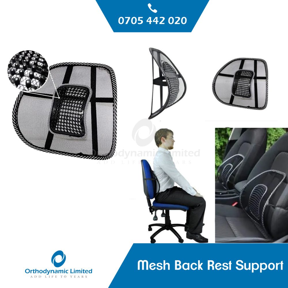 Mesh Back Rest Support - For Car Seat Or Office Chair - Black