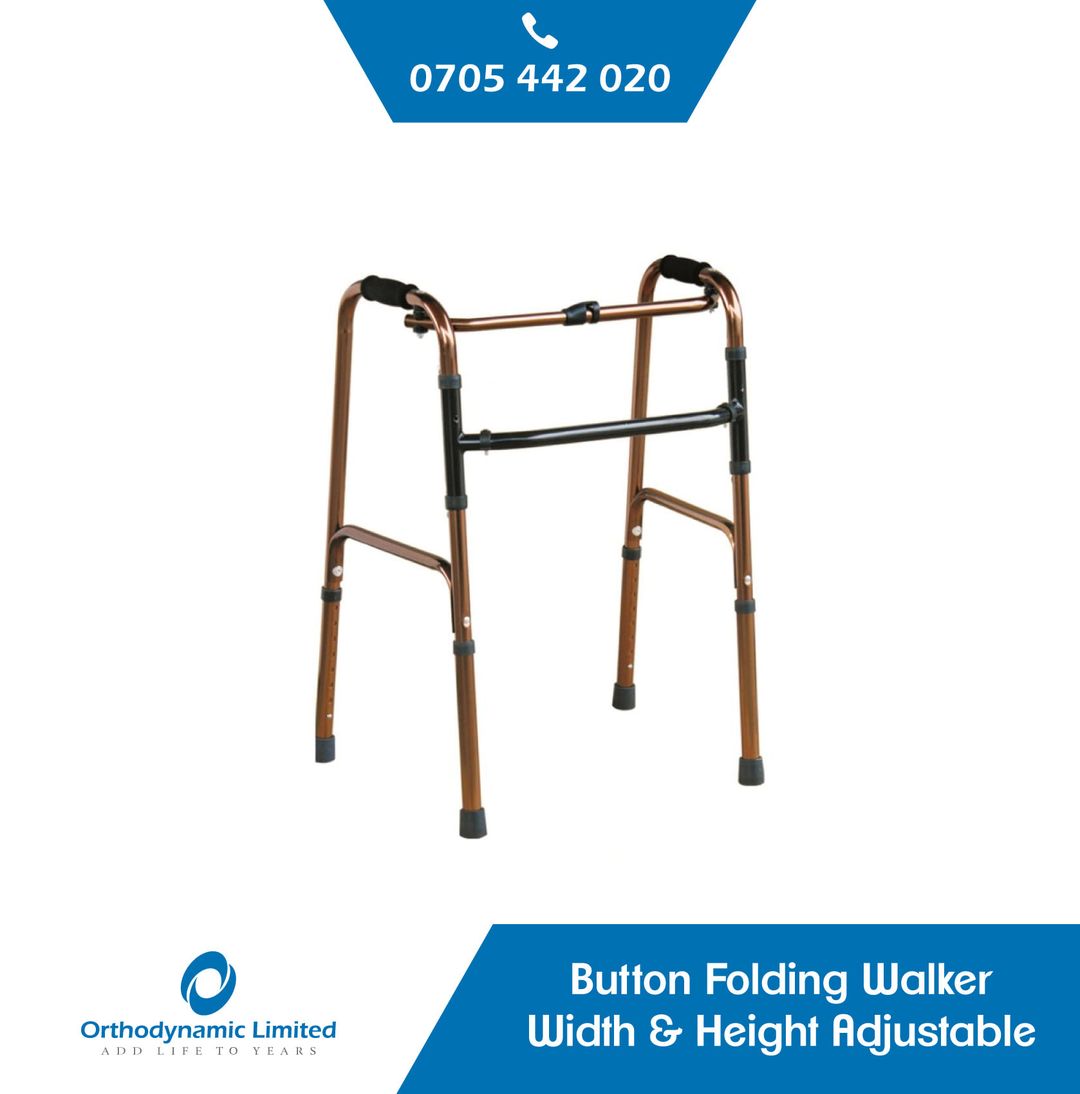 Button Folding Walker With & Height Adjustable