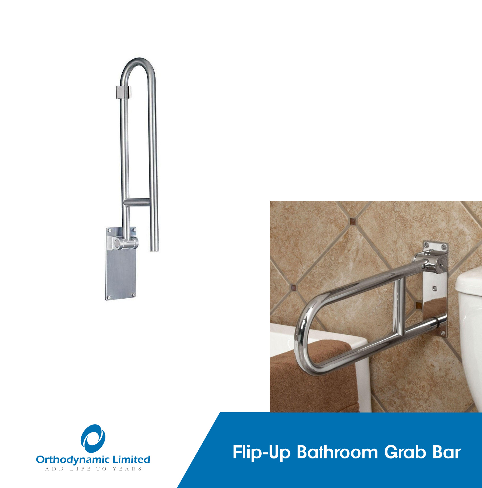 Flip up bathroom Grab bar Aluminium