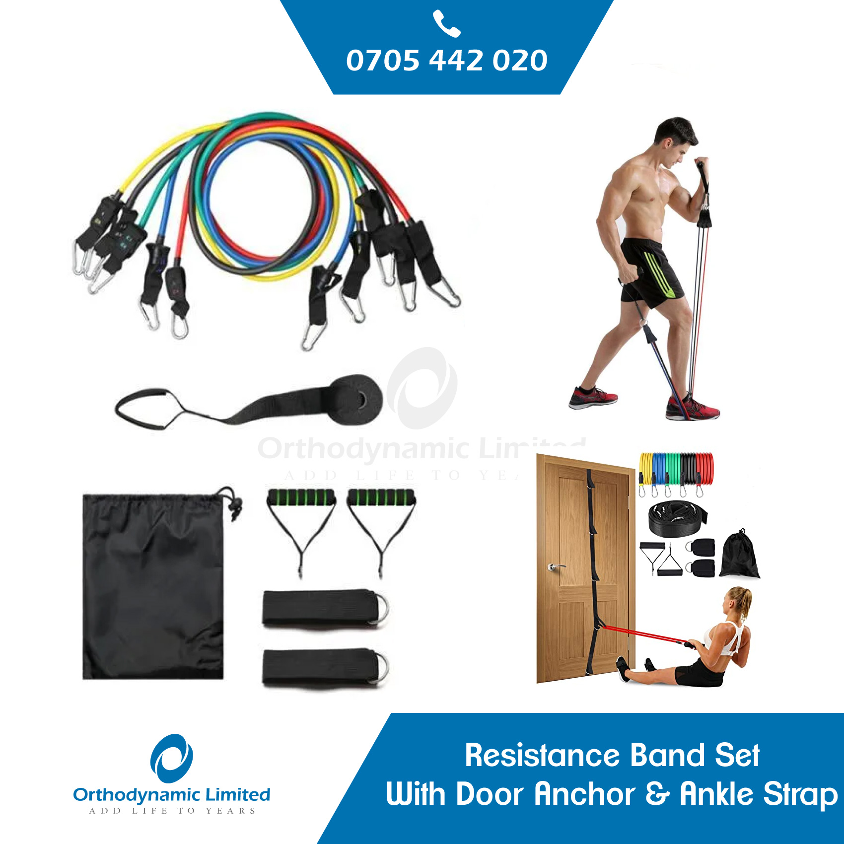 Resistance Band Set with Door Anchor and ankle strap