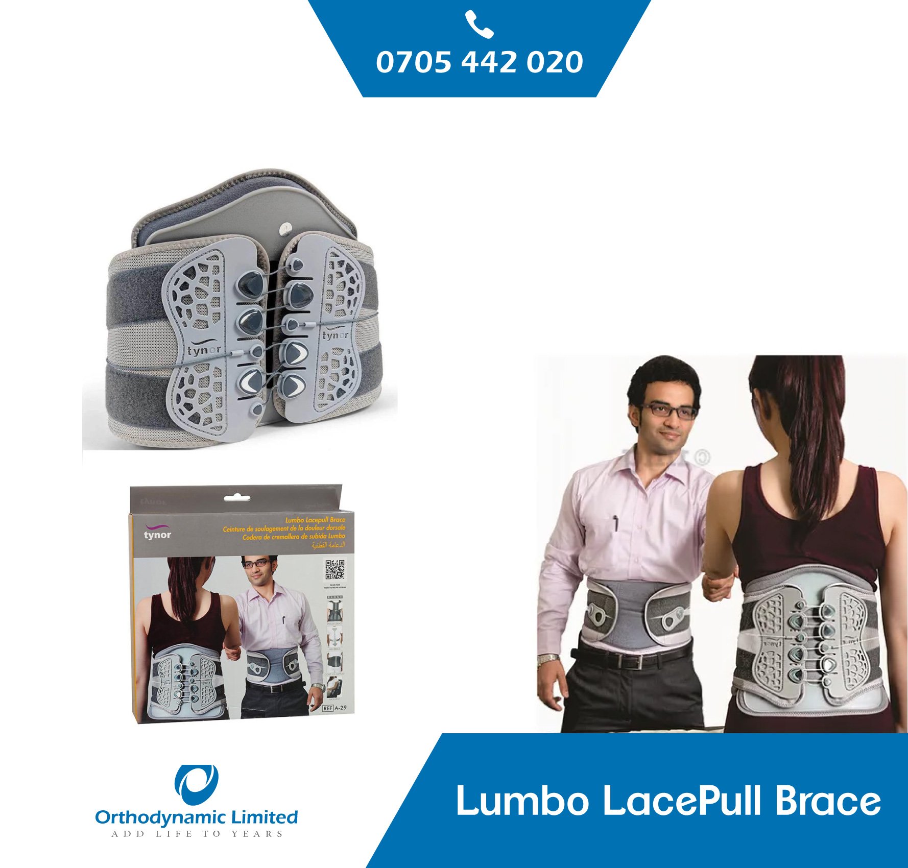 Back Support Belt, Tynor Lumbo Lacepull Brace