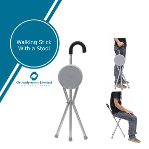 Foldable walking stick Round Handle with seat