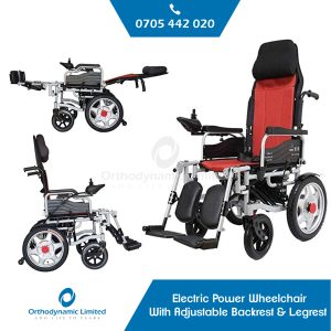 Reclining Electric Wheelchair with Manually Adjustable Backrest and Legrest